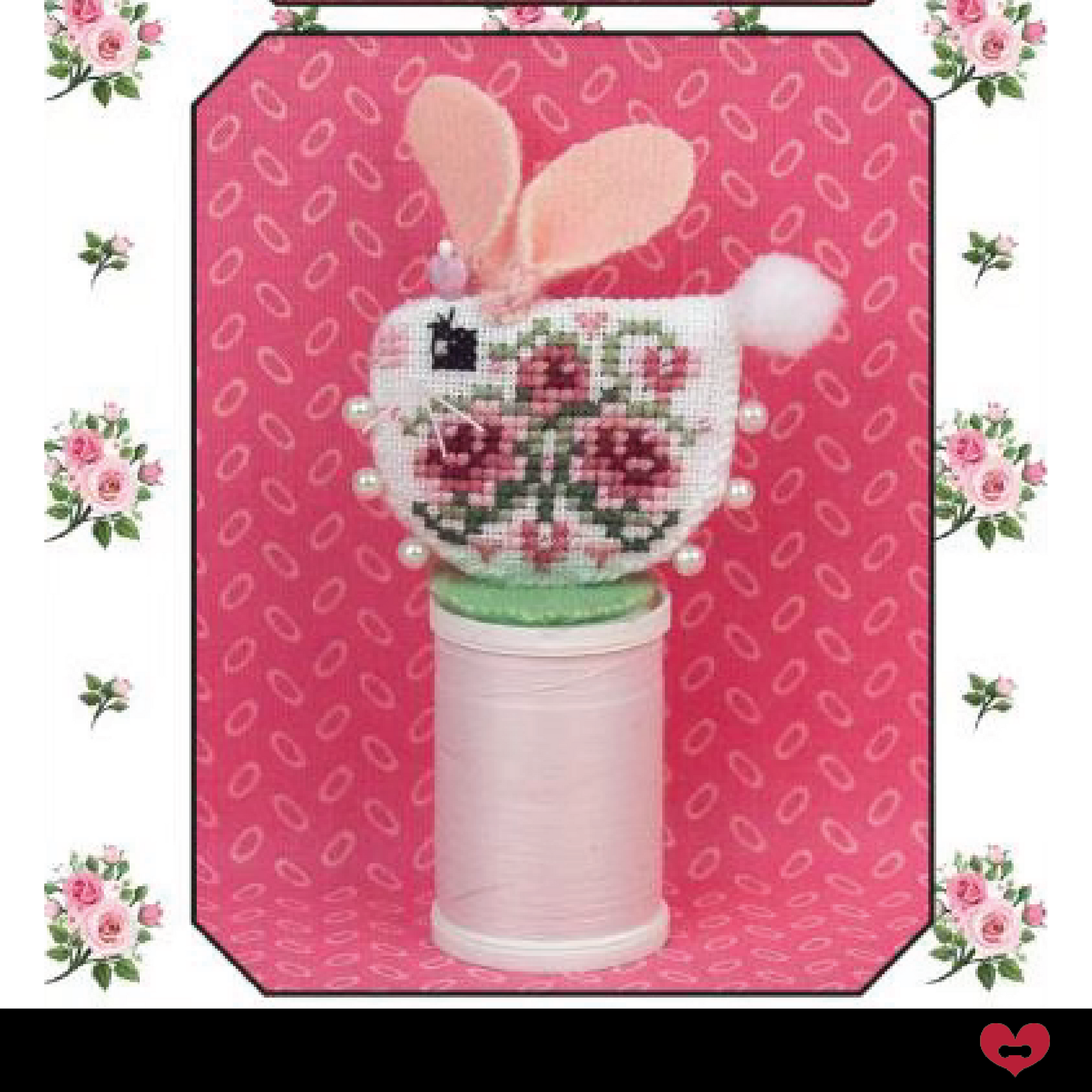 Rose Heart Bunny with Linen