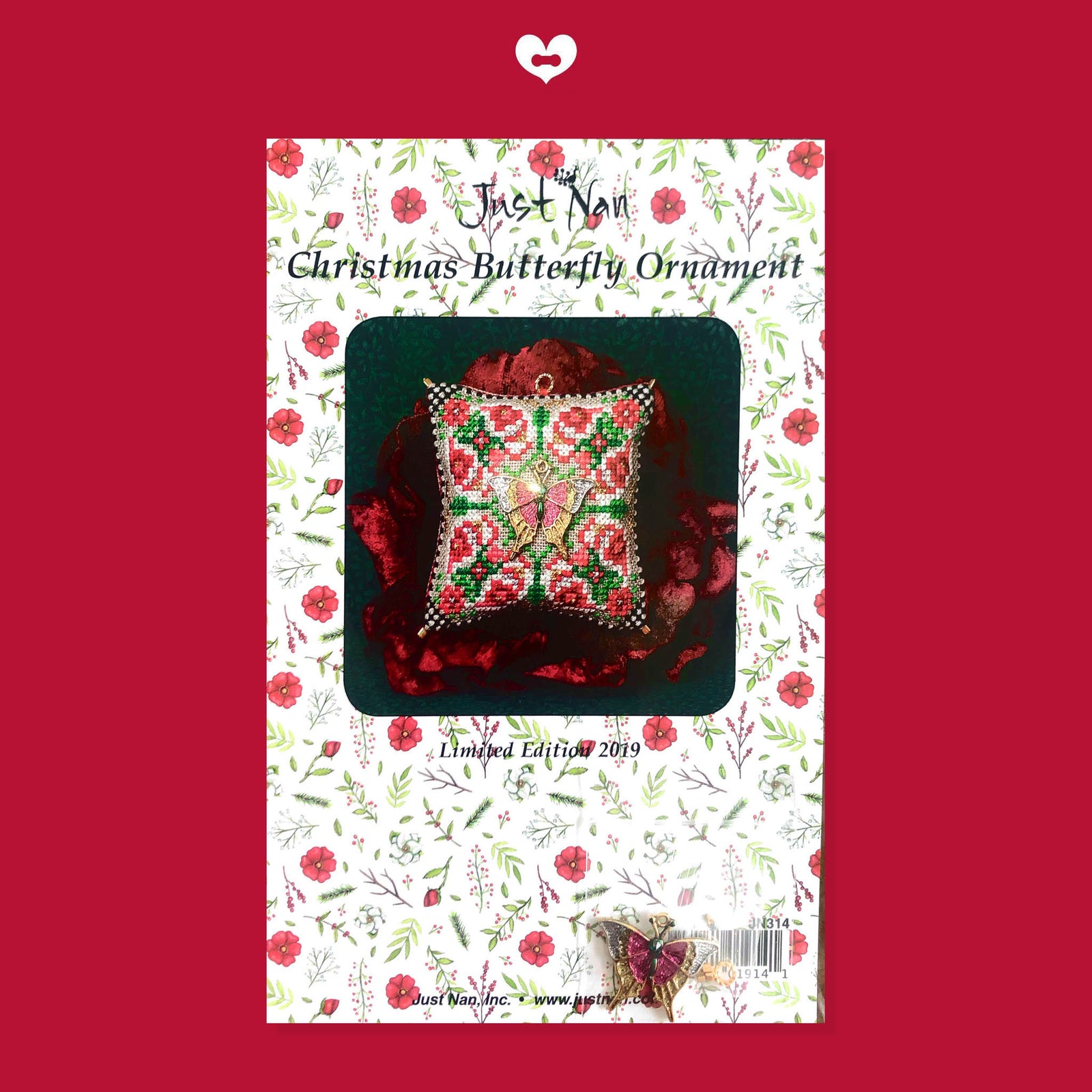 Christmas Butterfly Ornament with Embellishment Pack & Linen