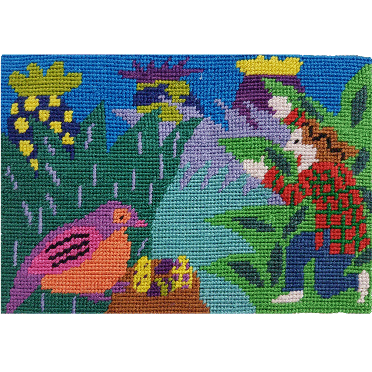 The Bird Watcher Postcard size Needlepoint Kit