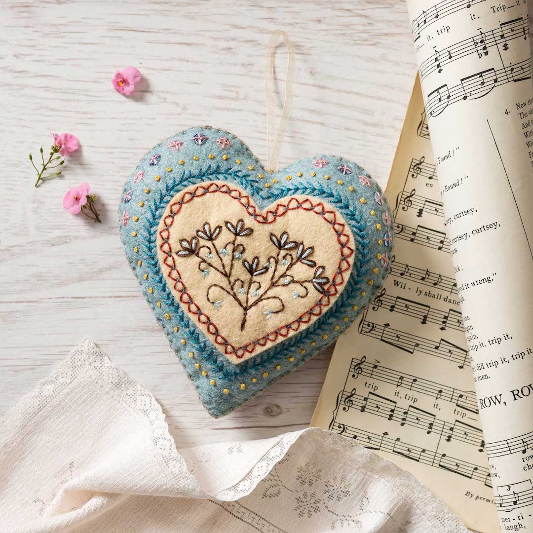 Embroidered Heart Wool Mix Felt Kit