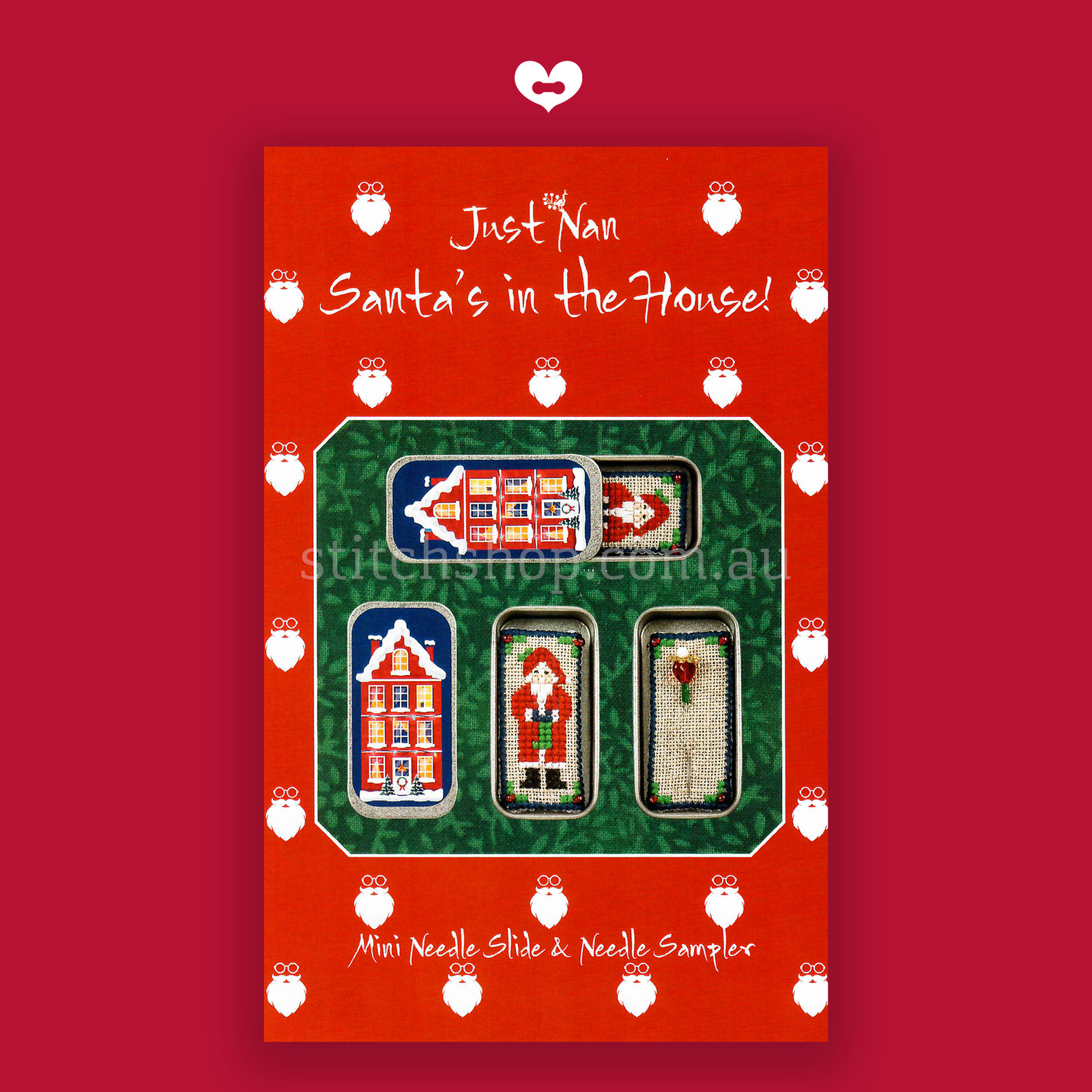 Santa's in the House Mini Slide & Pin (with Linen)