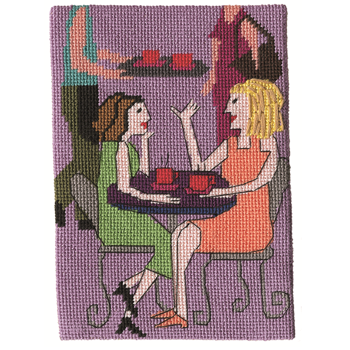Cafe Girls Postcard size Needlepoint Kit