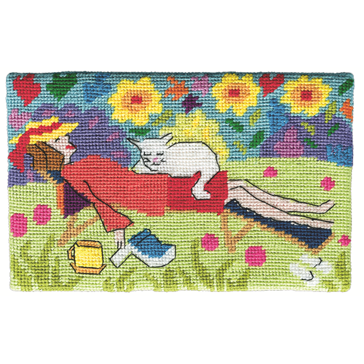 Cat Nap Postcard size Needlepoint Kit