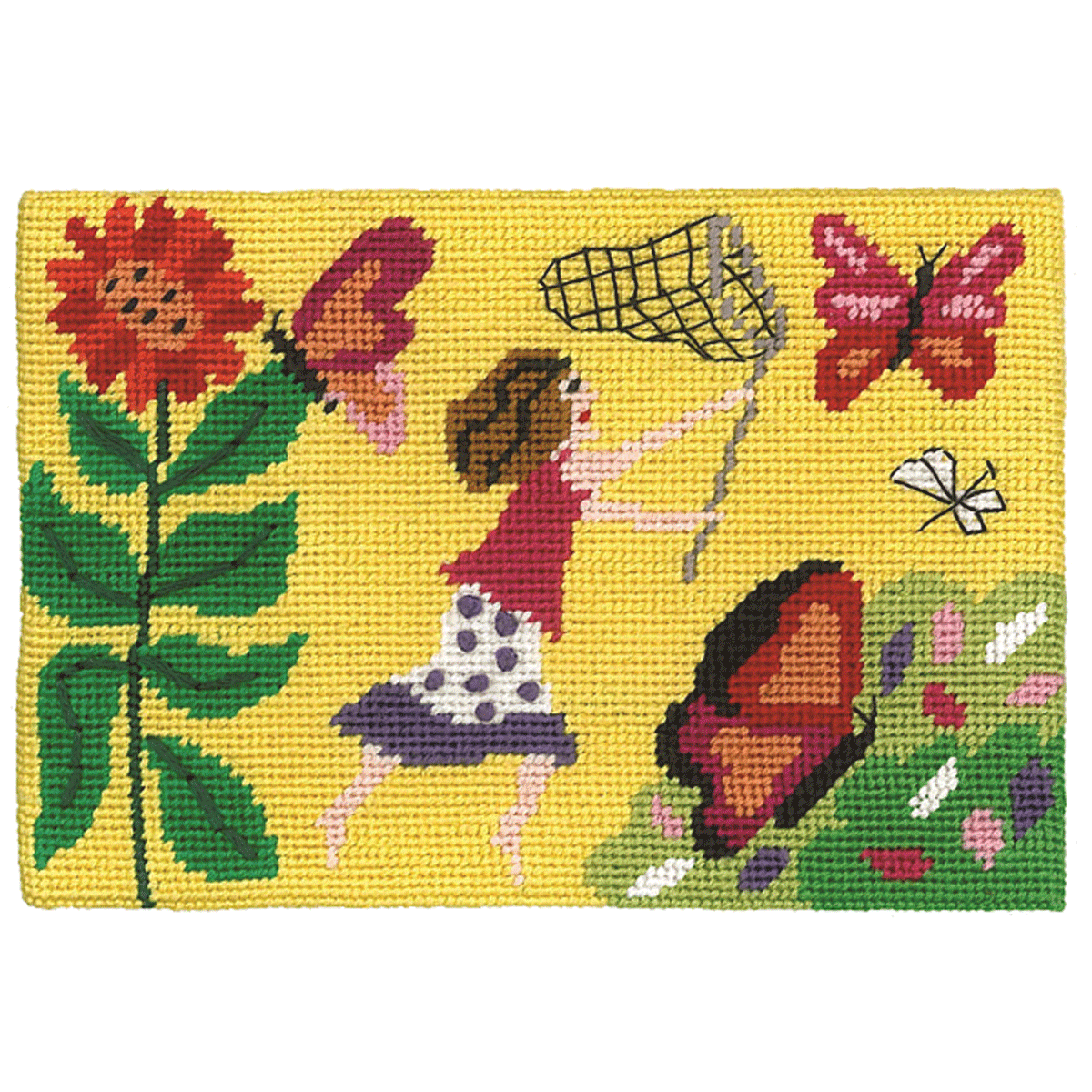 Chasing Butterflies Postcard size Needlepoint Kit