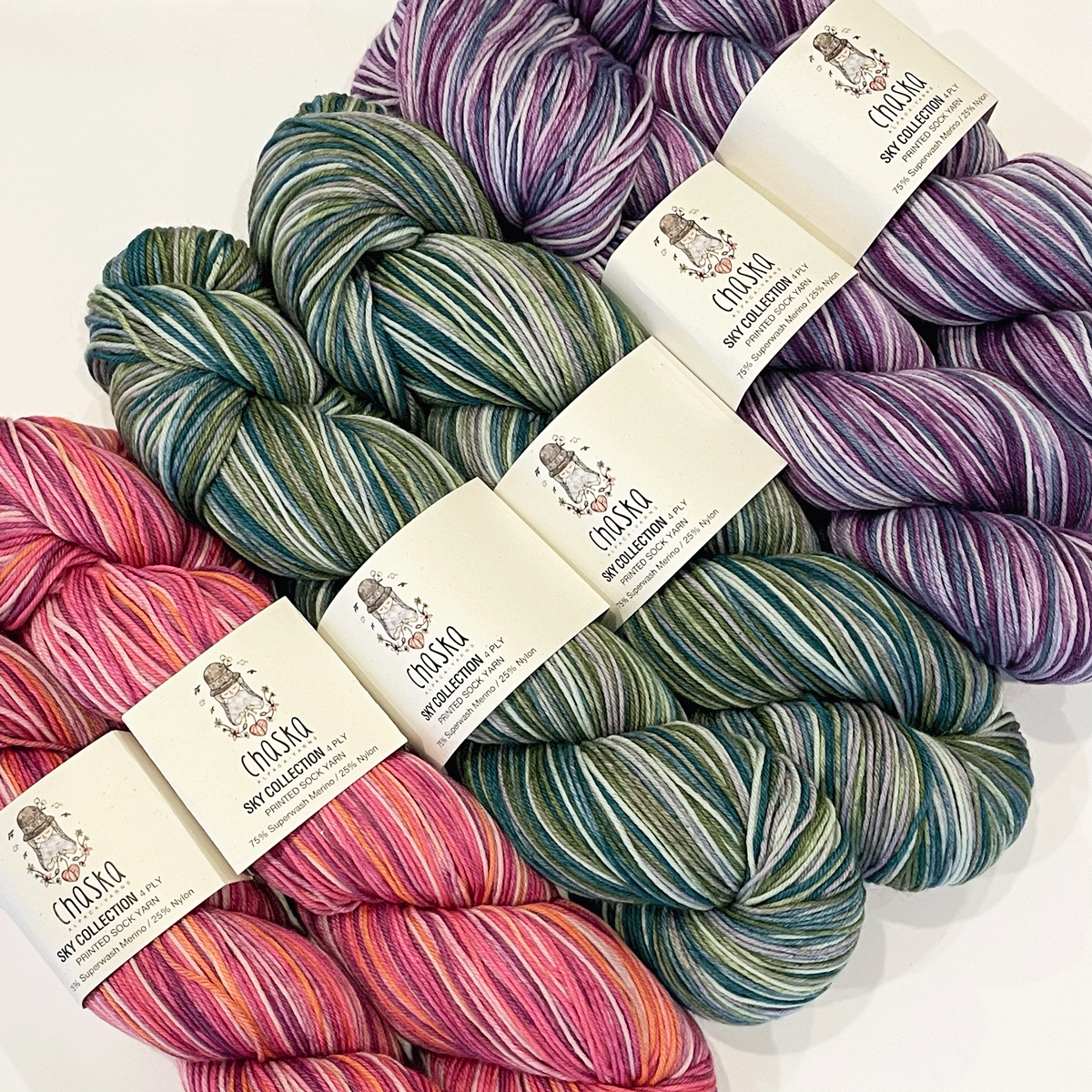 Chaska Sky Collection 4 ply sock yarn