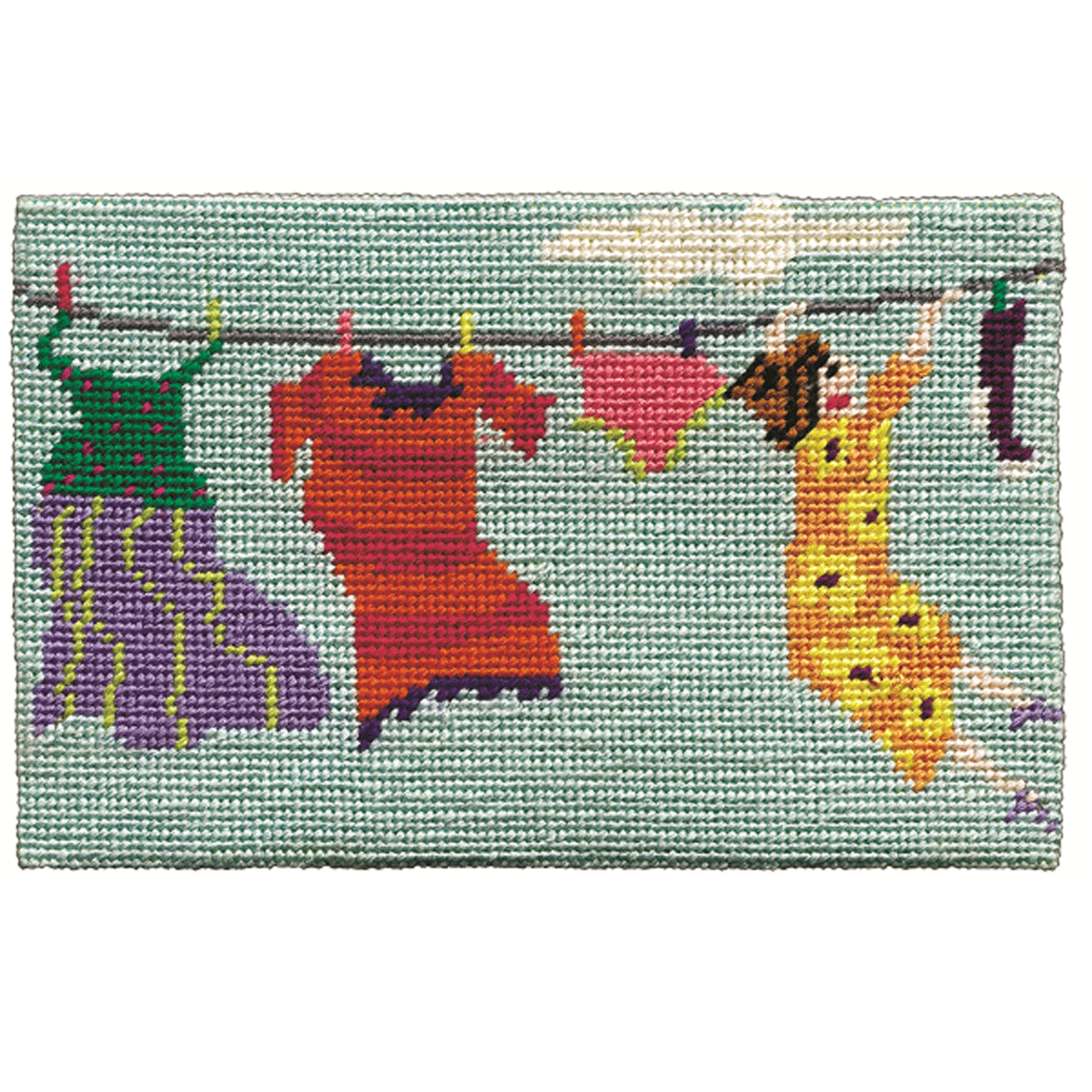 Line Dried Postcard size Needlepoint Kit