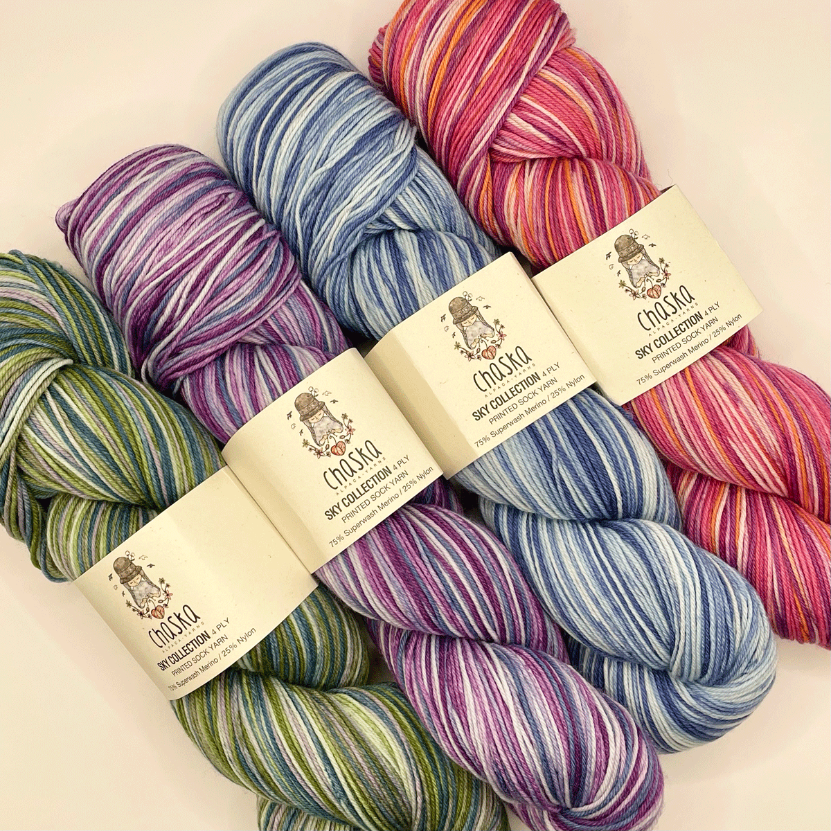 Chaska Sky Collection 4 ply sock yarn