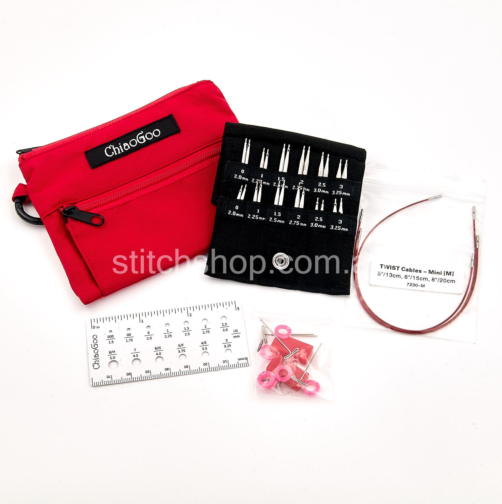 ChiaoGoo TWIST Shorties  5 & 8cm - 2mm-3.25mm (Red) (0812208029468)