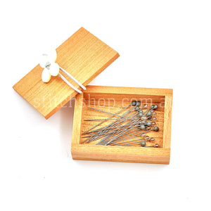 Cohana Glass Headed Sewing Pins in Cherry Wood Box
