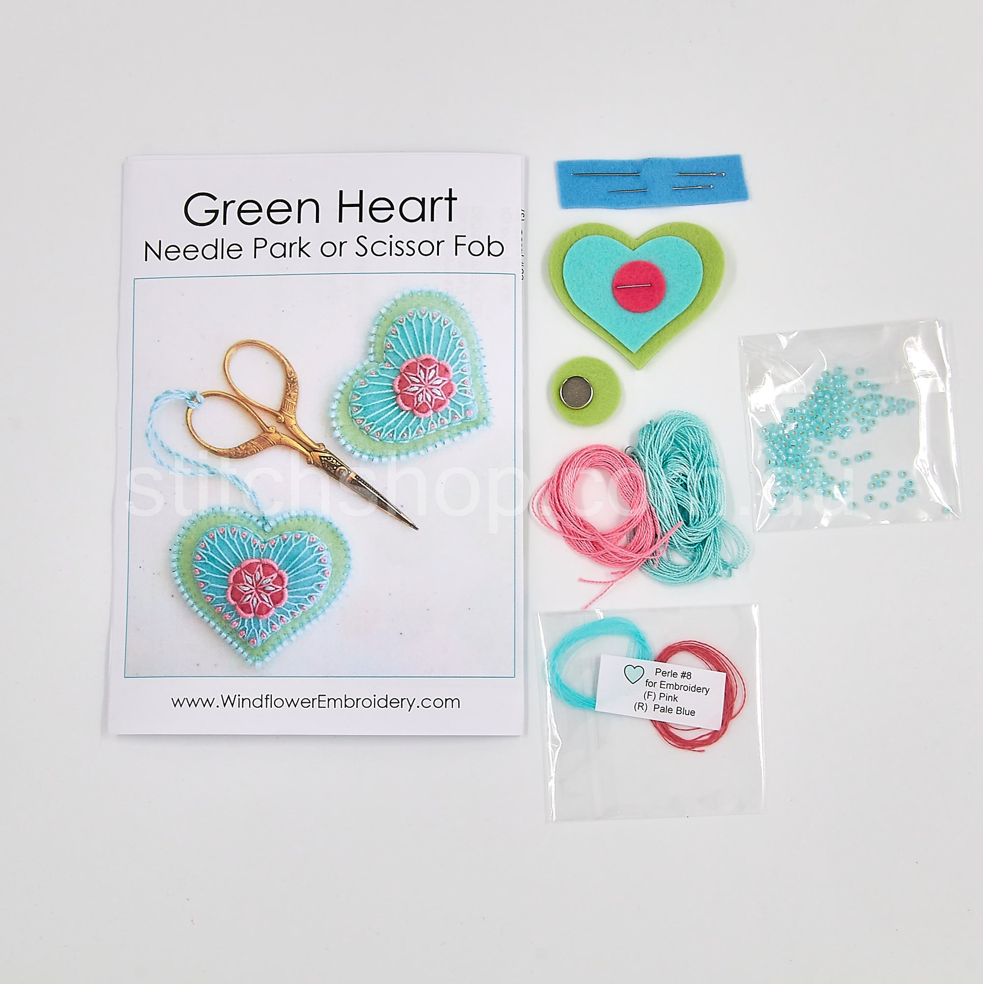 Green Heart Needle Park or Scissor Fob