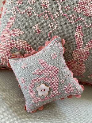 Fluffle of Bunnies Mini Cushion / Pin Cushion with Pattern