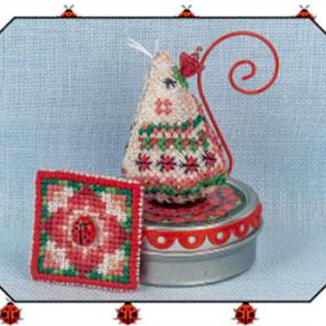 Lady in Red Mouse on a Tin with Linen