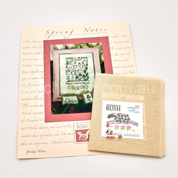 Spring Notes Chart with Button Pack & Linen - Stitch