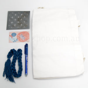 Sashiko Tote Bag Kit - White / Shippo Tsunagi (Seven Treasures) (Tote4)